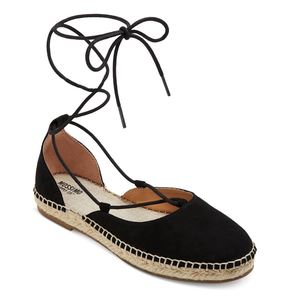 Mossimo Target Black Espadrilles Lace Up Flats